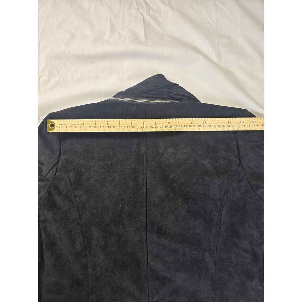 Miss Me Jacket Womens Large Black Faux Suede Moto Biker Zip Drape Front Lined - Picture 5 of 9